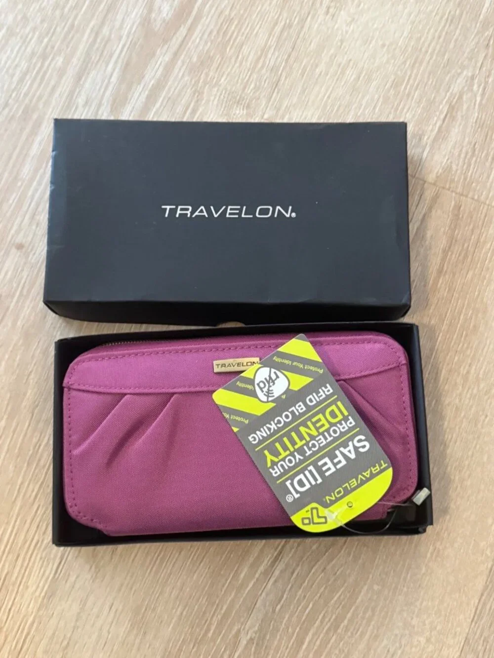 Travelon RFID Blocking Zip Around Wallet Purple Magenta New in Box Safekeeper